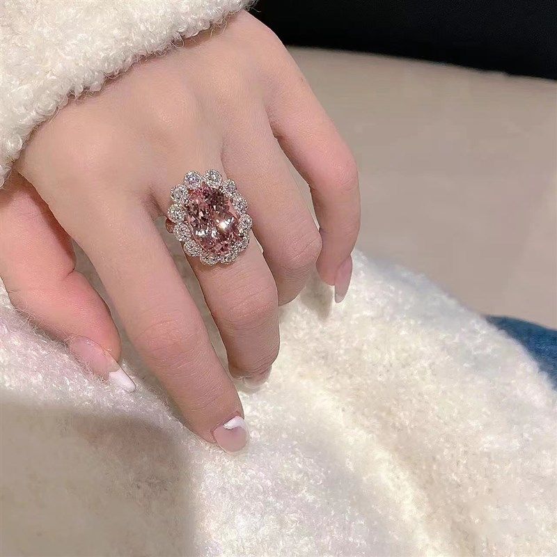 复古设计小众高级感轻奢高碳粉钻切开口指环新款潮戒指女时尚百搭,饰品/流行首饰/时尚饰品新,戒指/指环,淘宝优惠券,粉丝福利购,淘宝优惠卷