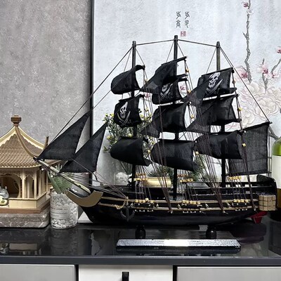 实木帆船一帆风顺黑珍珠号加勒比海盗船模型工艺品摆件礼物毕业