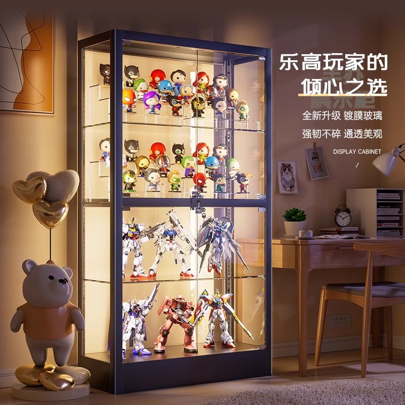 手办展示柜痛柜带锁透明玻璃柜乐高模型展示架积木玩具包包陈列柜