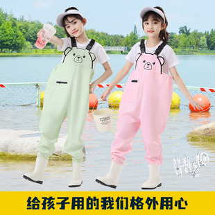 备水叉雨裤 小孩抓鱼沙滩 幼儿园赶海装 儿童玩水防水衣服连体下水裤