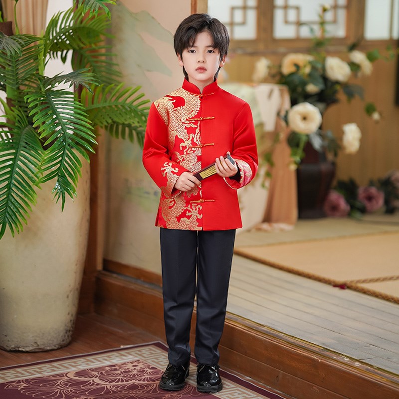 男童古装中国风中山装男孩唐装花儿童演出服