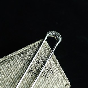 富贵牡丹925银盘发簪子U型短款发钗复古典风日常民国汉服旗袍配饰