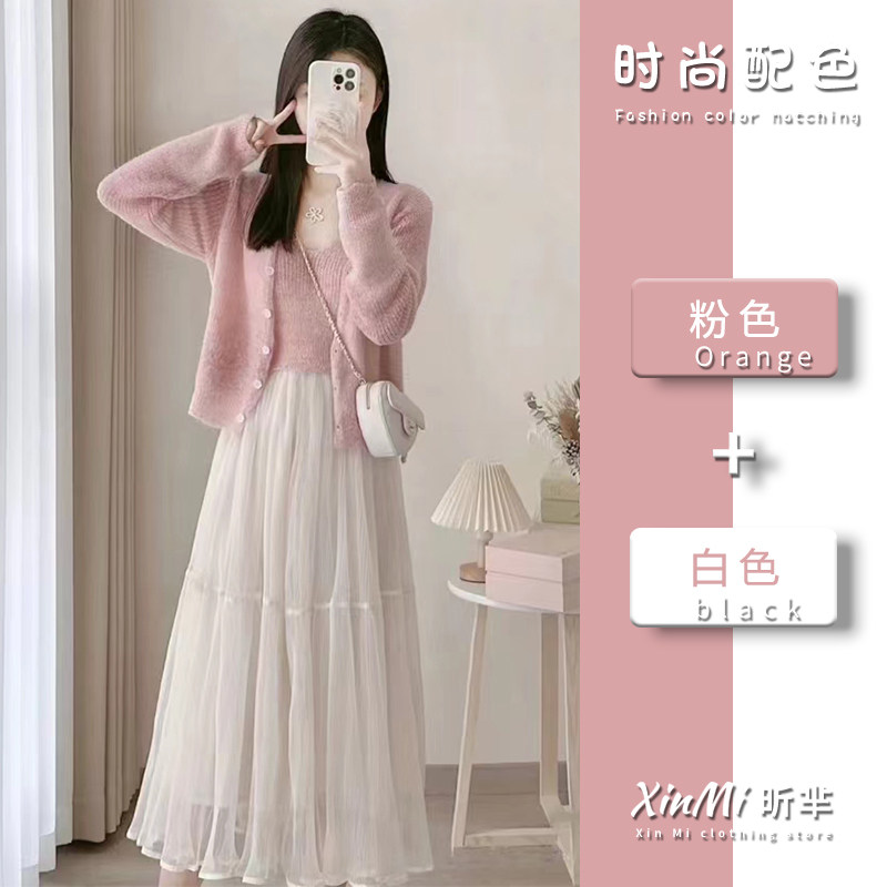 早秋装2024新款女茶系穿搭一连衣裙