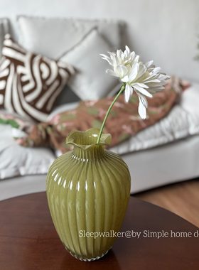 宽客厅玉高摆件奶古18ins风玻璃花瓶风绿色口 中春527插花｜