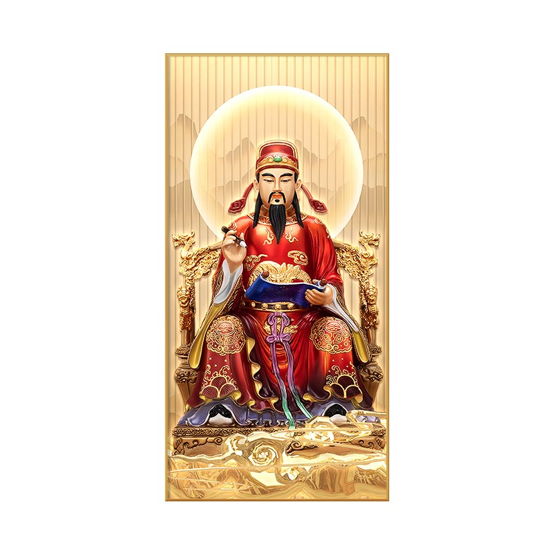 文昌帝君画像装饰画文曲星神像供奉挂画金榜题名上岸考神带灯壁画