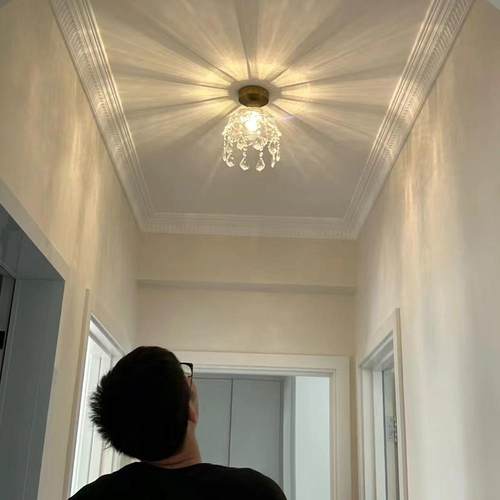 法式玻璃吊灯餐厅轻奢创意床头水晶花朵小吊灯走廊过道入户玄关灯