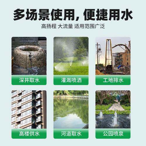 青蛙深井泵220V高扬程不锈钢深井泵农用多级潜水泵家用井水抽X20