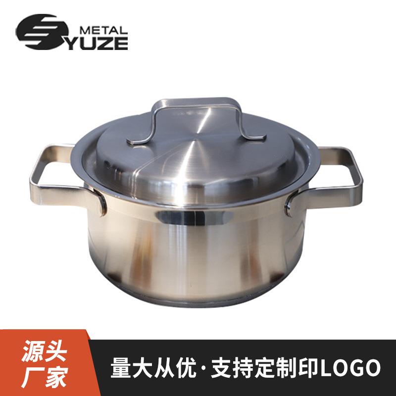 304不锈钢16*8/18*9cm单柄奶锅双耳汤锅不锈钢盖汤锅套装锅
