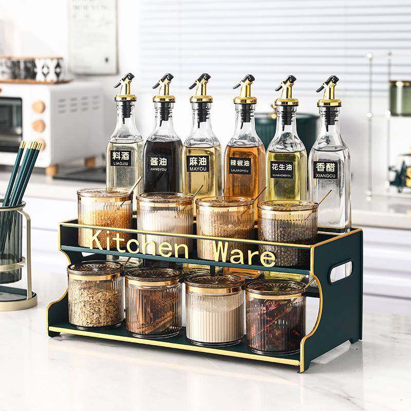 北欧轻奢调料罐调料盒组合家用厨房调味品罐收纳置物架调味瓶套装