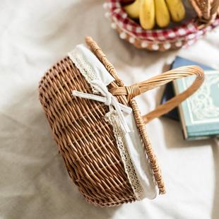 JK慕空间手工竹编天然厨房置物架菜篮野餐水果篮收纳手提拍摄篮