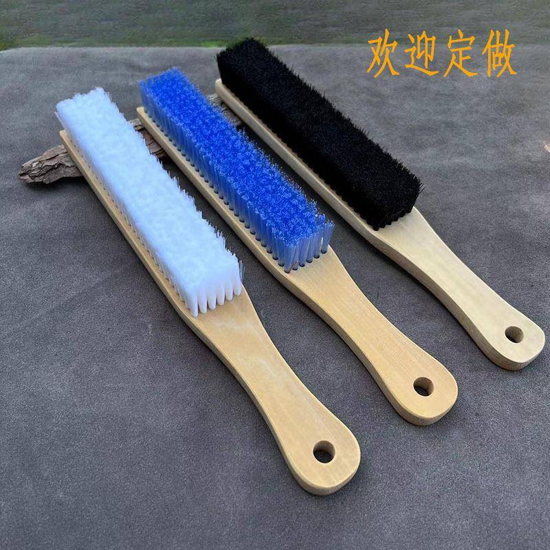 马鬃超长老玉竹柄马颈鬃手工绑线文玩核桃金刚软万毛耐磨蓝丝刷子