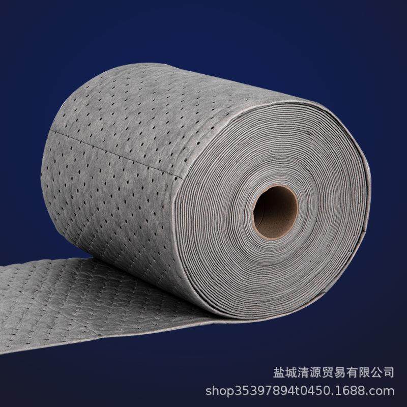 工业吸油棉灰色吸油卷压点万用型吸附棉实验室海事船舶化工用卷装