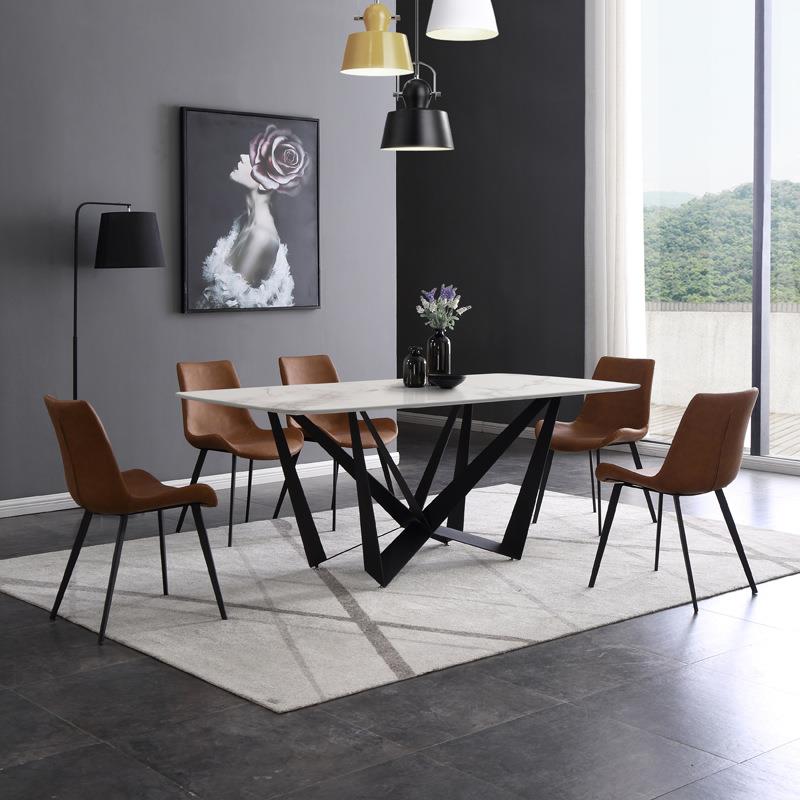 家具桌子岩板餐桌椅组合现代简约饭桌子家用小户型北欧意式岩板桌