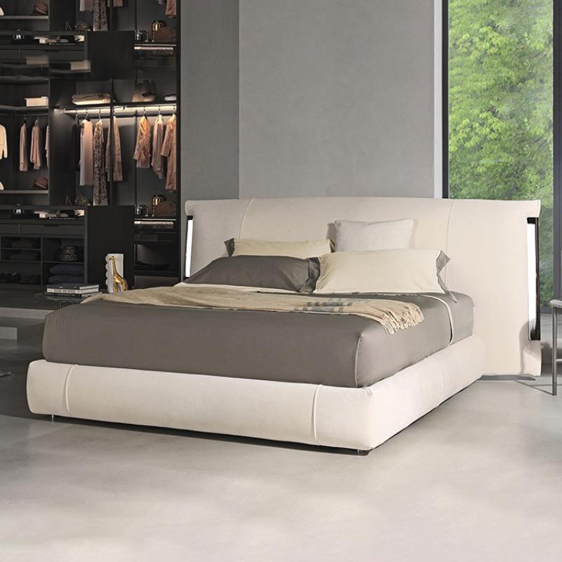 意式极简布艺床Amal轻奢现代简约科技布床高端主卧室双人软包大床