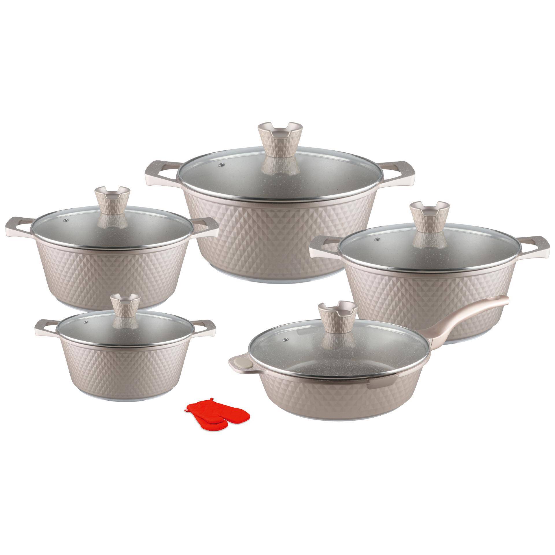 小钻12PCS件套锅具套装不粘汤锅煎锅套装铝压铸锅炊具麦饭石pan