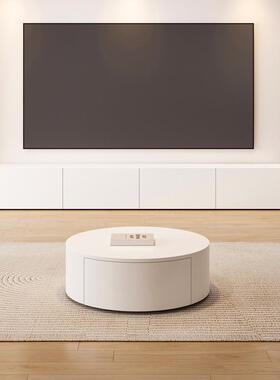 白色奶油风电视柜北欧实木茶几组合现代极简约小户型客厅电视柜