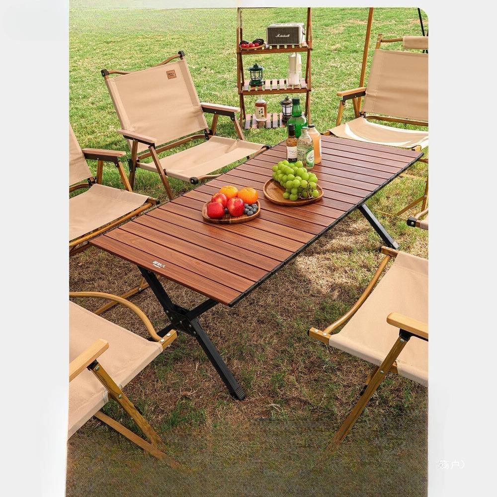 原始人露营桌椅户外折叠桌铝合金蛋卷桌便携野餐桌子全套装备用品