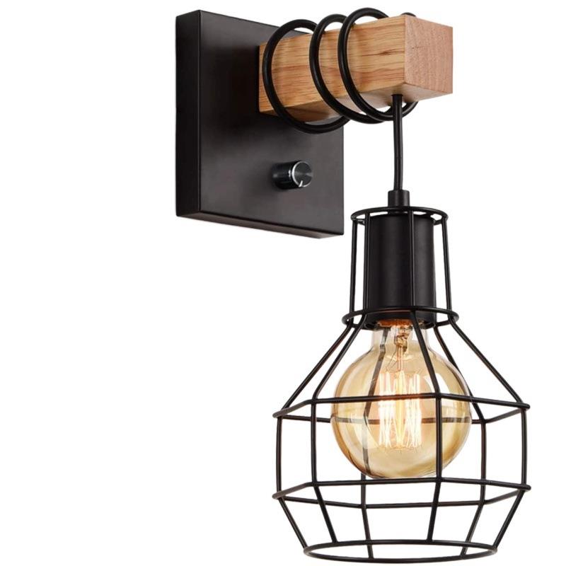 卧室壁灯美式复古创意笼子过道楼梯可调光客厅电视墙壁灯ebay