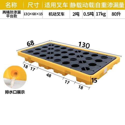 危YQR废化学品塑料防渗托 耐酸碱盘腐蚀漏液漏体防泄漏四桶装盛托