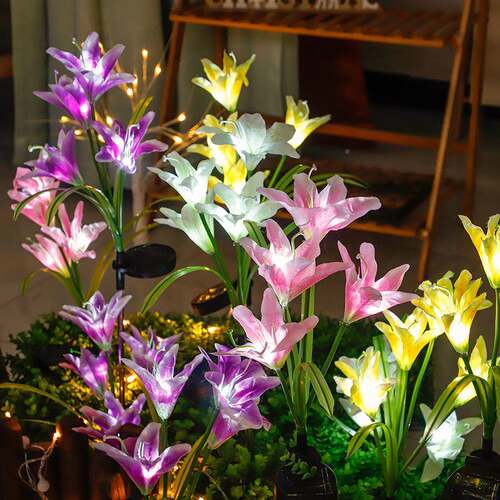 地插太阳能仿真紫藤花玫瑰花WFO郁金香球e葱花蒲公英d庭院装饰l闪