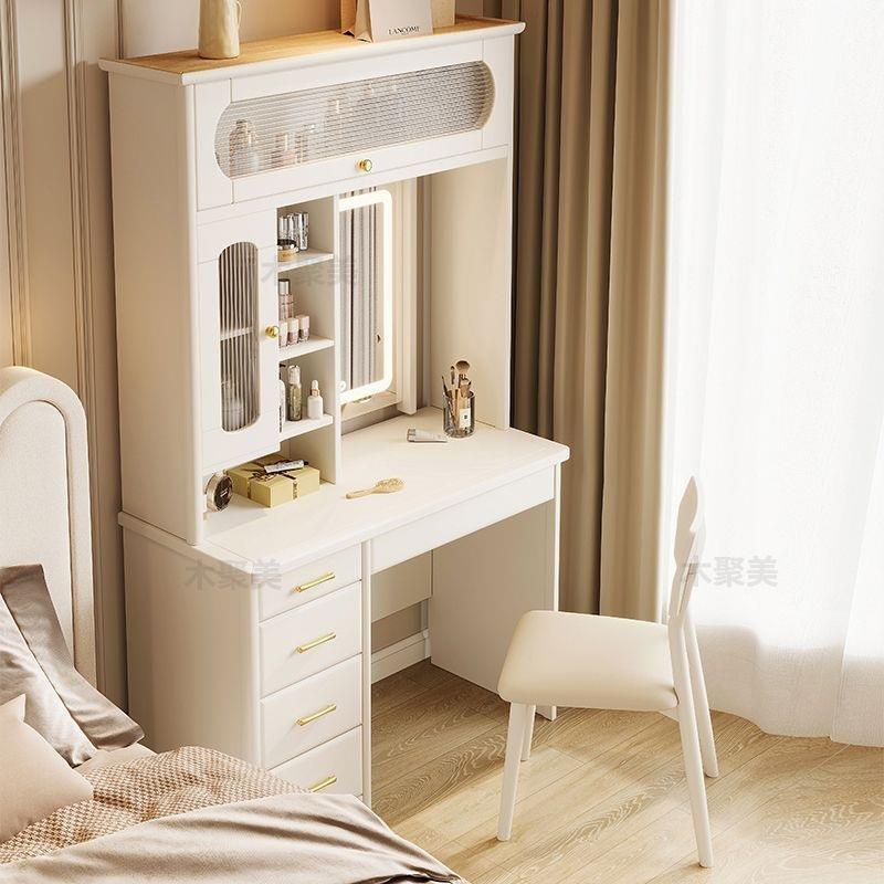 【折扣价】多功能实木梳妆台书桌一体镜子可隐藏现代简约卧室化妆