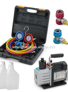 【折扣价】义乌1.5升/4CFM真空泵/冷媒表组R134R410aR22R407冷媒