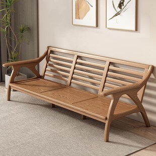 沙发小户型冬夏两用科技布四季沙发实木白蜡木现代简约三人位沙发