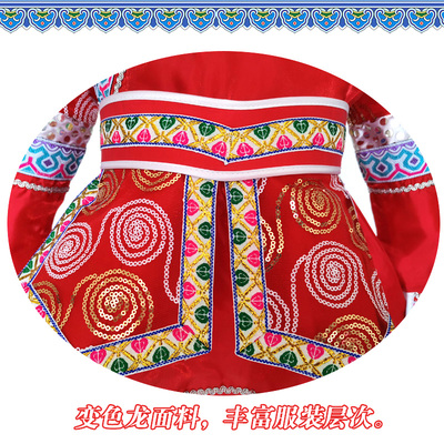 蒙古袍长款六一儿童舞蹈裙团体表演服饰民族服蒙古服装演出服女童