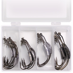 路亚软饵配件带铅曲柄钩套装26件弹簧锁针单钩软饵钩德州钓组配件