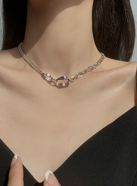 甜酷辣妹项链女2024年新款夏时尚轻奢小众设计感锁骨链高级感颈链