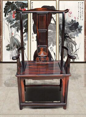 红木家俱寮国老红酸枝靠背椅四出头官帽椅实木休闲中式围椅太师椅