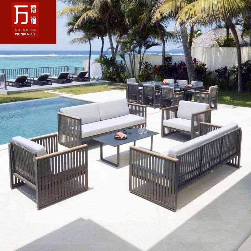 北欧休闲柚木藤编沙发户外单人双人别墅庭院家具阳台防水防晒组合,商业/办公家具,其它,淘宝优惠券,粉丝福利购,淘宝优惠卷