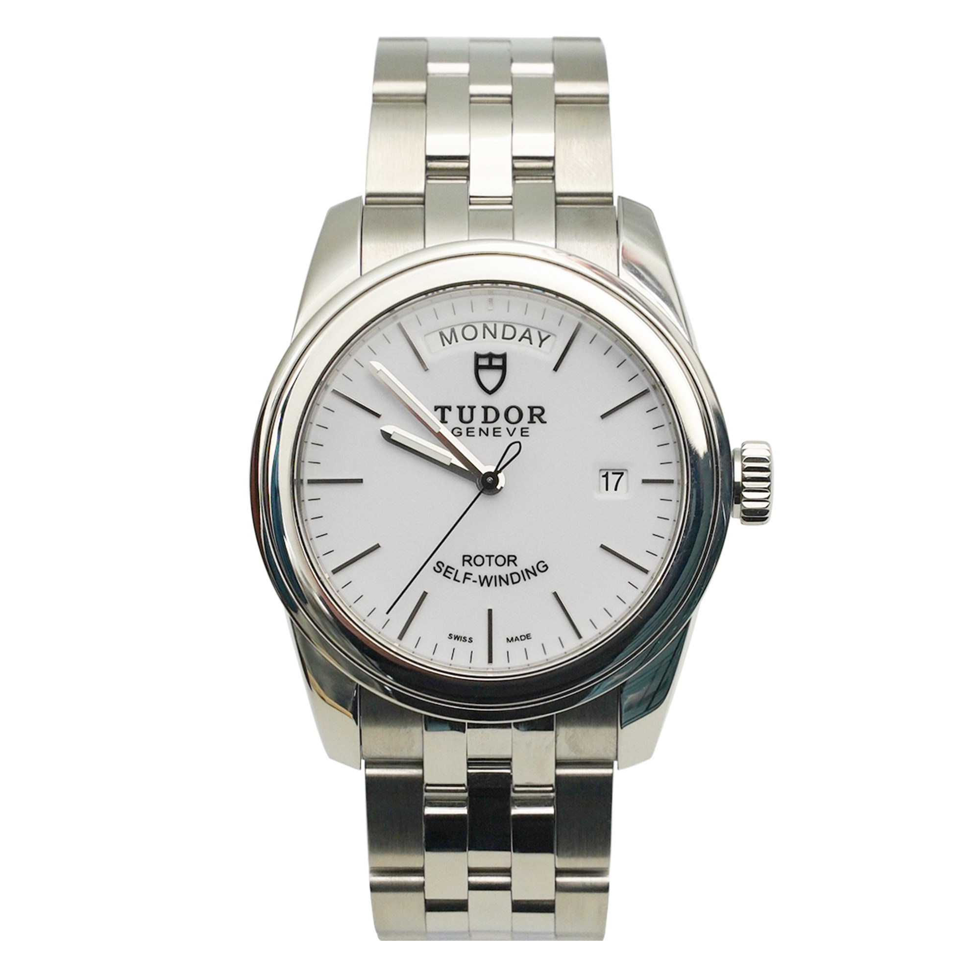 【自营】中古99新帝舵/骏珏系列/39mm/双历显示/白盘钢带/男表