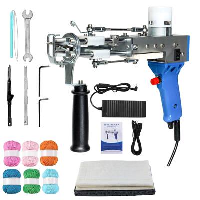 跨境Tufting二合一手持DIY簇绒枪套装带羊毛纱和簇绒帆布地毯枪