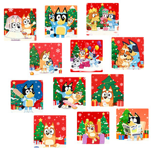 圣诞节派对装饰贴动画Bluey布鲁伊玻璃贴片DIY卡通蓝狗软磁冰箱贴