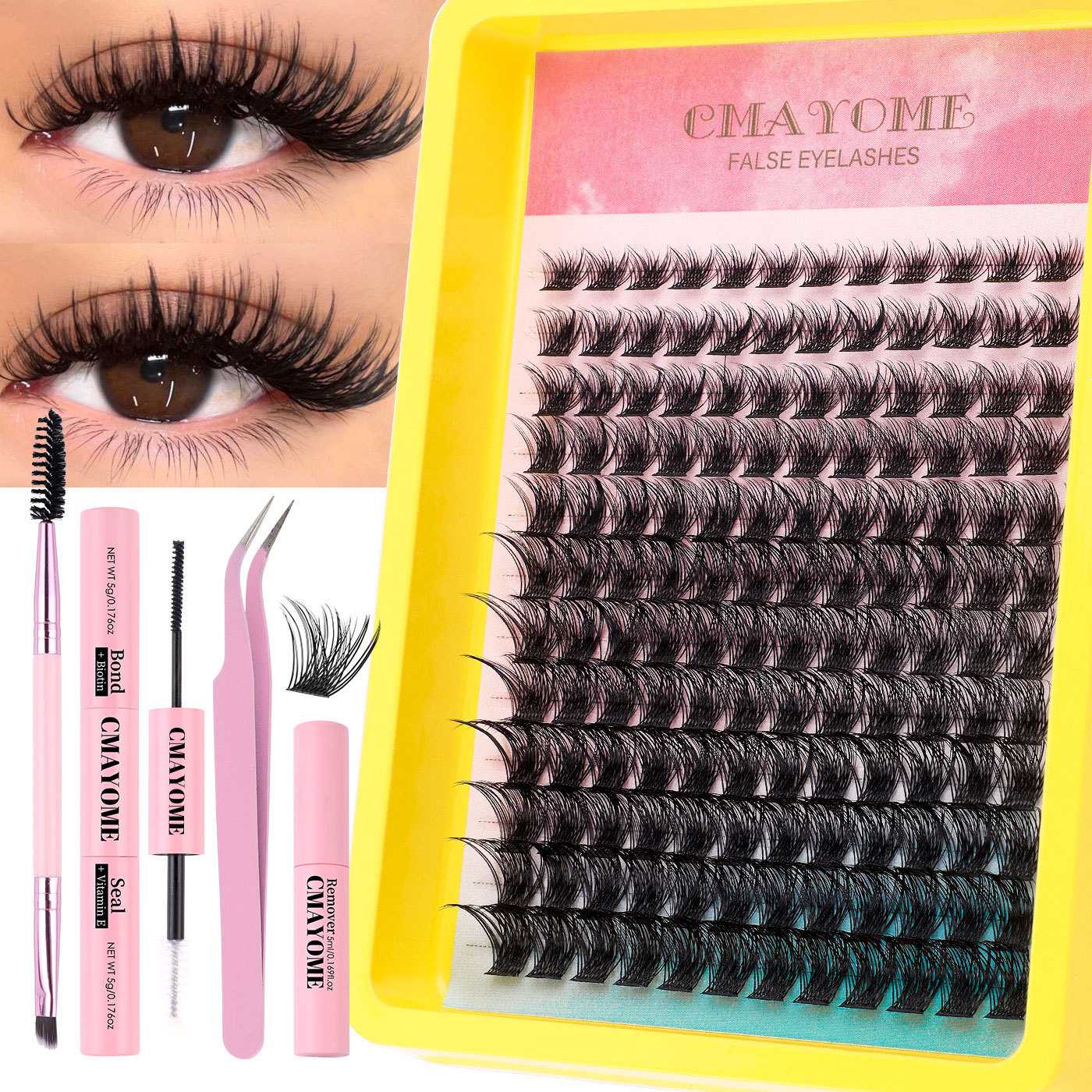 欧美单簇分段DIY朵毛假睫毛D曲自然浓密卷翘仿真日常假眼睫毛