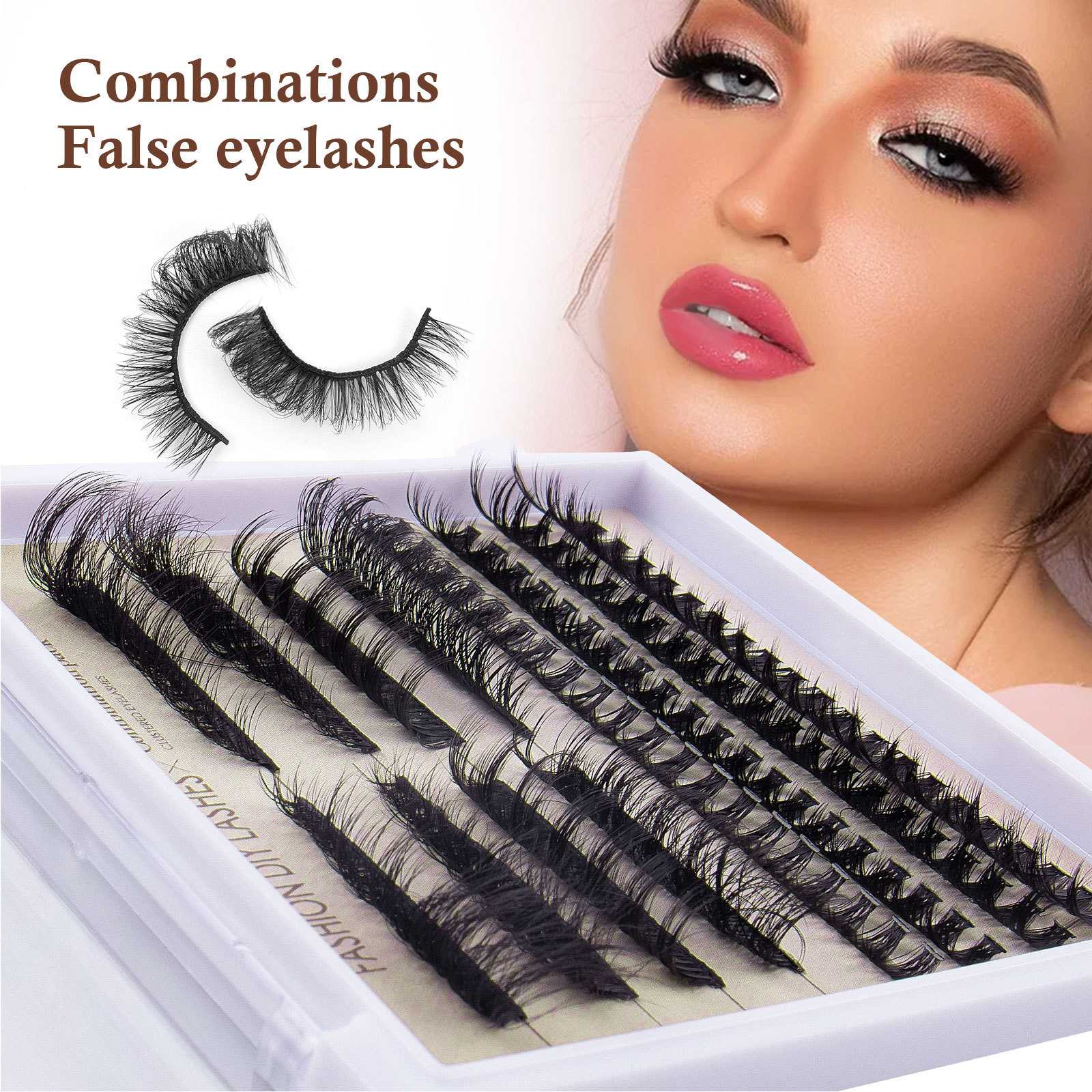 欧美DIY分段式嫁接假睫毛单簇浓密卷翘夸张美睫假睫毛套装