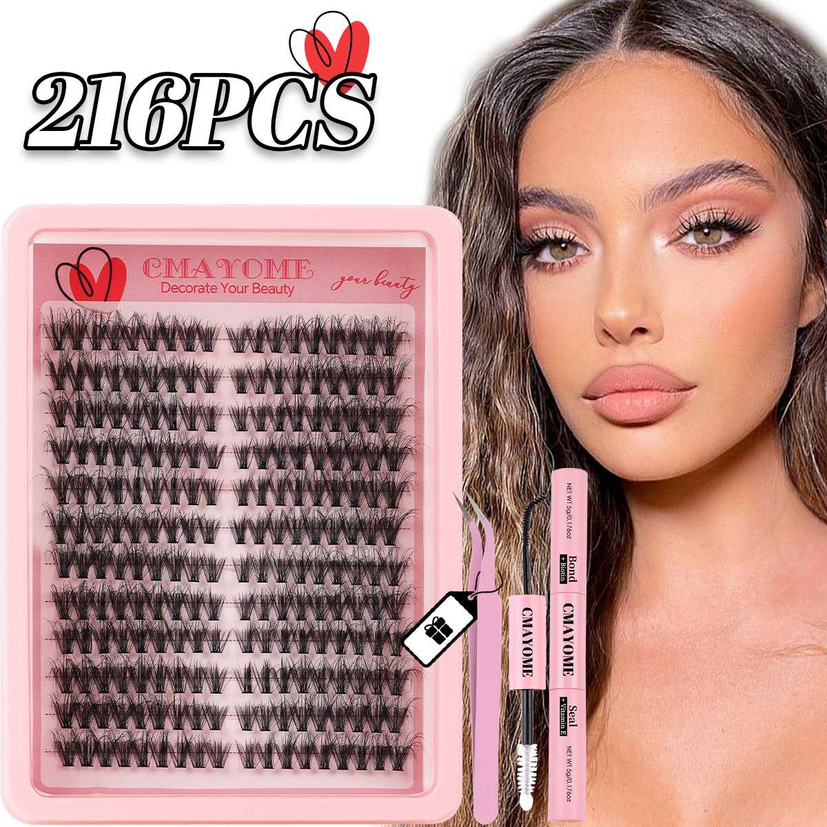 假睫毛套装216簇单簇DIY分段式假睫毛8-16mm嫁接浓密假眼睫毛