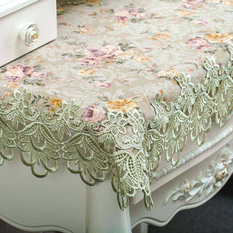 【折扣价】绿色田园梳妆台布欧式蕾丝电视柜盖布布艺防尘盖巾化妆