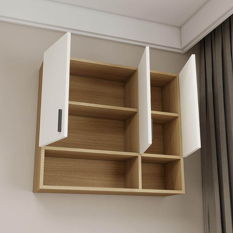 卧室实木颗粒板一面墙书柜厨房吊柜灶台柜一体壁挂柜墙上储物柜