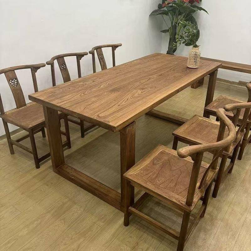 老榆木大板桌家用餐桌莫比恩工作吧台书桌实木电脑桌办公桌书法桌