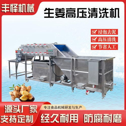 全自动桔梗清洗机 多功能高压喷淋大姜清洗设备 商用根茎类清洗机