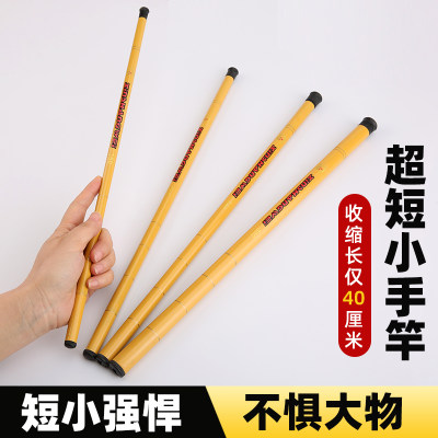 超短节便携儿童钓鱼竿袖珍溪流竿迷你钓龙虾竿手竿超轻超硬小物竿