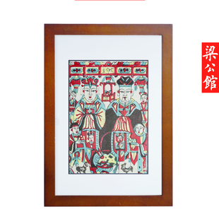 木版年画凤翔木板年画灶王爷老灶爷老灶奶灶王奶厨房装饰画