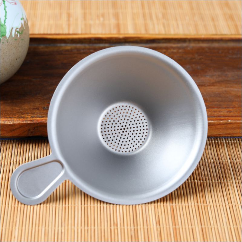 纯钛茶滤功夫泡茶隔滤茶器钛金属滤多用茶漏细密钛滤网过滤网漏斗