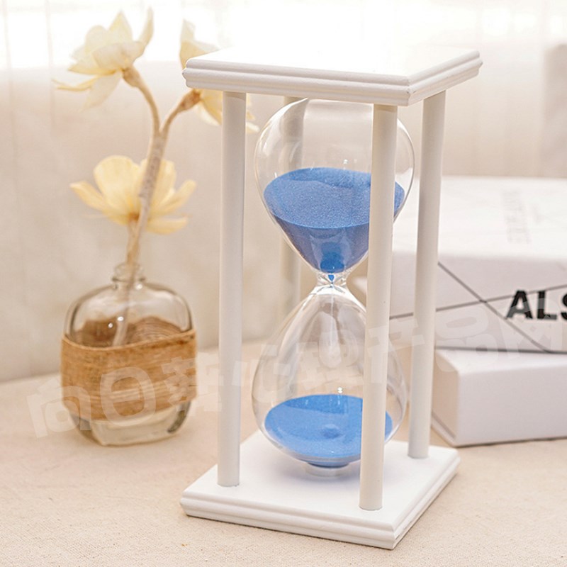 心理咨询室沙漏5分钟沙漏计时器 木质玻璃家居装饰摆件