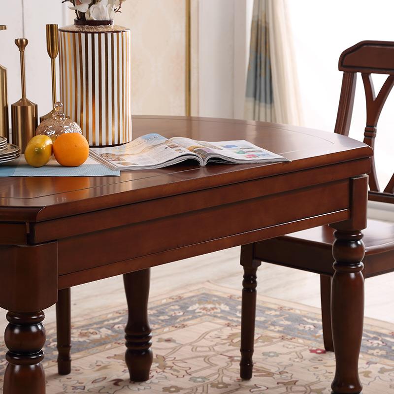 【折扣价】实木折叠可伸缩餐桌椅组合小户型美式轻奢多功能方圆饭