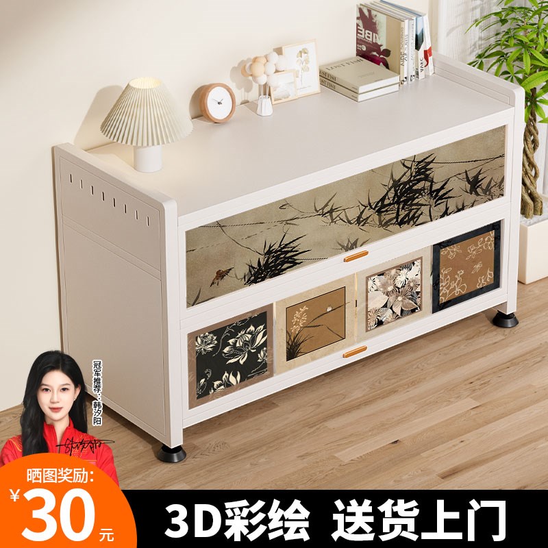 厨房钢制多功能置物架落地三层柜微波炉家用收纳柜靠墙一体储物柜