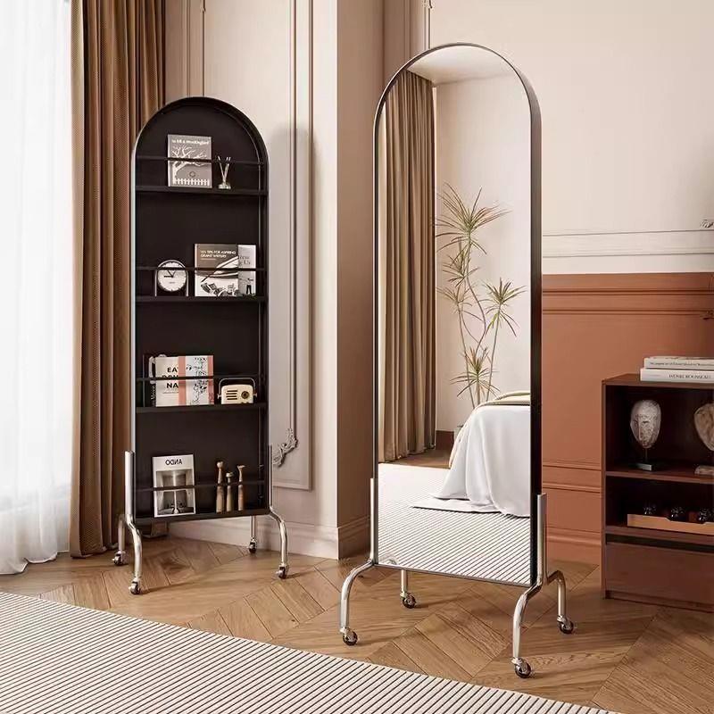 【折扣价】可移动镜子全身镜落地家用杂志架书报置物架旋转穿衣镜