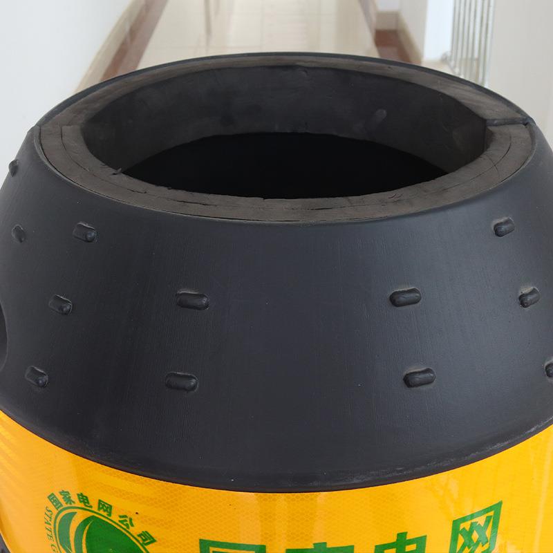 【折扣价】电线杆防撞桶电杆警示桶圆形防撞墩滚塑吹塑黑黄双拼色